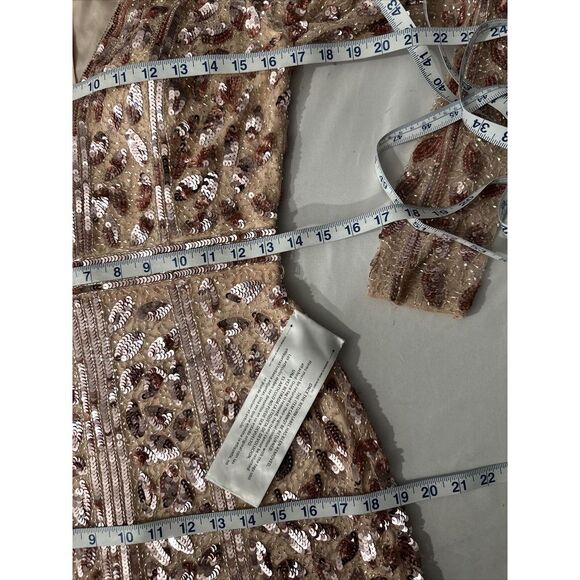 NWT Mac Duggal [ 6 ] Embellished Front Slit Long Sleeve Gown 5002‎ Rose Gold - Picture 6 of 16